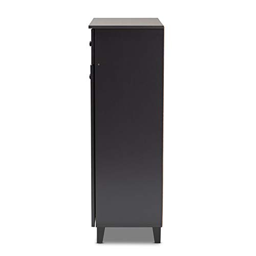 BOWERY HILL Wood 5-Shelf and Drawer Shoe Cabinet in Dark Gray