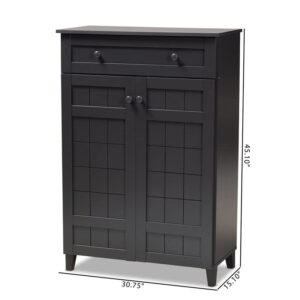 BOWERY HILL Wood 5-Shelf and Drawer Shoe Cabinet in Dark Gray