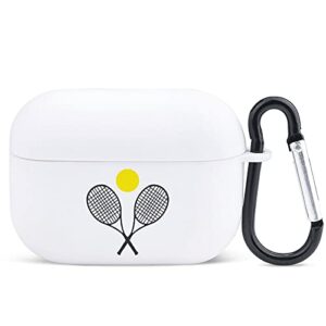 tennis racket ball print apple airpod pro airpods case protective silicone charging cover with keychain for men women