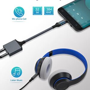 iAlegant USB C Microphone Adapter, USB C to Dual 3.5mm Female Aux Headphone Adapter, USB C to 3.5mm Splitter Mic Audio Adapter for Samsung S21 Note 20, Pixel 4 3 XL, iPad Pro 2020,MacBook Pro