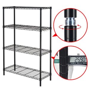 SINGAYE 4 Tier Adjustable Shelf,Heavy Duty Shelving Unit 1400Lbs Capacity with Wheels 350lbs Per Shelf Garage Shelf 36" Wx14 Dx57 H,Black