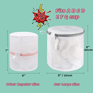 GINOYA 8 inches Bra Laundry Bags, 3pcs Mesh Washing Bags with Floating Plates and Extension Cord for Lingerie (Fits A-G Cup)