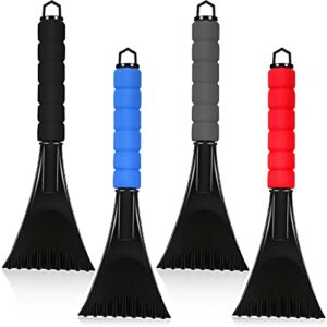 4 pieces ice scraper for car windshield plastic snow frost ice removal tool with foam handle for cars trucks window