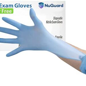 Style Setter NuGard Powder-Free Nitrile Disposable Exam Gloves, Industrial Medical Examination, Latex Free Rubber, Non-Sterile, Food Safe, Ultra-Strong, Pack of 100, Blue - Size Extra Large