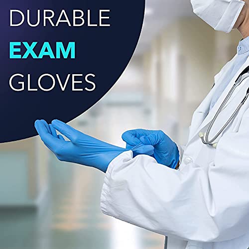 Style Setter NuGard Powder-Free Nitrile Disposable Exam Gloves, Industrial Medical Examination, Latex Free Rubber, Non-Sterile, Food Safe, Ultra-Strong, Pack of 100, Blue - Size Extra Large