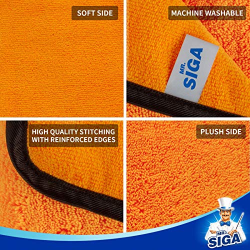 MR.SIGA Professional Premium Microfiber Towels for Cars, Dual-Sided Car Washing and Detailing Towels, Gold, 15.7 x 23.6 inch, 12 Pack