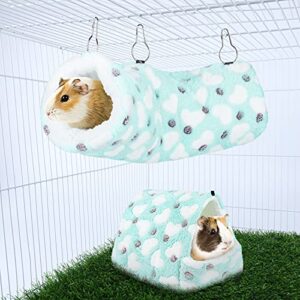 Tiibot 3 Pieces Small Pet Cage Accessories Small Pet Cage Hammock Hanging Tunnel and Bed Hideout Set Guinea Pig Cage Bedding Hanging Bed Cage and Hideout Tunnel for Hamster Squirrel Rabbit