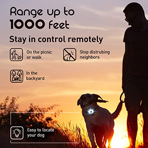 Small Size Dog Training Collar with Remote for Small Dogs with LED Light - Perfect for Small Dogs 5-15lbs - Waterproof & 1000 Feet Range