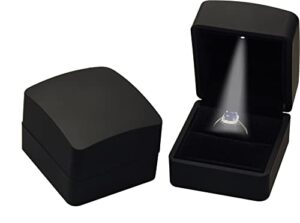 led black ring box for proposal, wedding, engagement, birthday, valentine' day, mother's day, father's day, christmas...luxury arc shaped top design led ring jewelry gift box with light for men for women for girls box dimension 2.28〞(w)*2.48〞(d)*1.65〞(