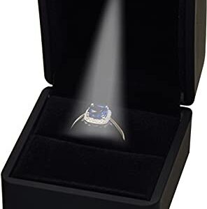 LED Black Ring Box for Proposal, Wedding, Engagement, Birthday, Valentine' Day, Mother's Day, Father's Day, Christmas...Luxury Arc Shaped Top Design LED Ring Jewelry Gift Box with Light for Men for Women for Girls Box Dimension 2.28〞(W)*2.48〞(D)*1.65〞(