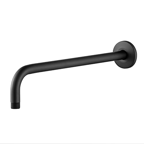 OFFO Shower Arm with Flange 12 Inches Wall Mount Replacement Angle Shower Head Arm Wall-Mounted For Fixed Shower Head & Handheld Showerhead Matte Black