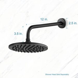 OFFO Shower Arm with Flange 12 Inches Wall Mount Replacement Angle Shower Head Arm Wall-Mounted For Fixed Shower Head & Handheld Showerhead Matte Black