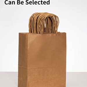 RACETOP Small Brown Kraft Paper Bags with Handles Bulk, 5.9"x3.2"x8.3" 100Pcs Small Brown Gift Bags, Mini Paper Bags, Gift Bags Bulk, Goodie Bag, Retail Bags, Gift Wrap Bags, Shopping Bags