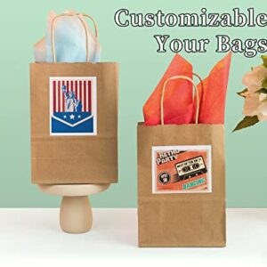 RACETOP Small Brown Kraft Paper Bags with Handles Bulk, 5.9"x3.2"x8.3" 100Pcs Small Brown Gift Bags, Mini Paper Bags, Gift Bags Bulk, Goodie Bag, Retail Bags, Gift Wrap Bags, Shopping Bags