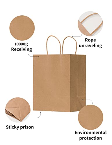 RACETOP Small Brown Kraft Paper Bags with Handles Bulk, 5.9"x3.2"x8.3" 100Pcs Small Brown Gift Bags, Mini Paper Bags, Gift Bags Bulk, Goodie Bag, Retail Bags, Gift Wrap Bags, Shopping Bags