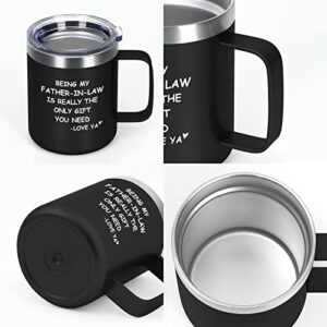 GINGPROUS Being My Father-in-Law Stainless Steel Coffee Mug, Father's Day, Birthday, Christmas Gift for Father in Law, Dad, Father, Step Dad, Daddy, Insulated Coffee Mug with Lid and Handle, Black