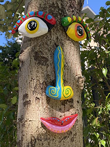 Coonoe Tree Faces Decor Outdoor, Cute Tree Decorations Outdoor Faces, Weather Resistance Colorful and Sturdy Fun Outdoor Tree Faces Decor, Creative Faces for Trees, Garden Tree Art Faces Decor