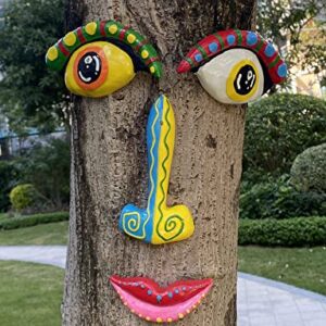 Coonoe Tree Faces Decor Outdoor, Cute Tree Decorations Outdoor Faces, Weather Resistance Colorful and Sturdy Fun Outdoor Tree Faces Decor, Creative Faces for Trees, Garden Tree Art Faces Decor