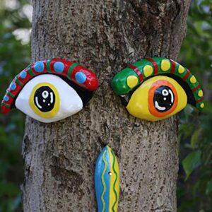 Coonoe Tree Faces Decor Outdoor, Cute Tree Decorations Outdoor Faces, Weather Resistance Colorful and Sturdy Fun Outdoor Tree Faces Decor, Creative Faces for Trees, Garden Tree Art Faces Decor