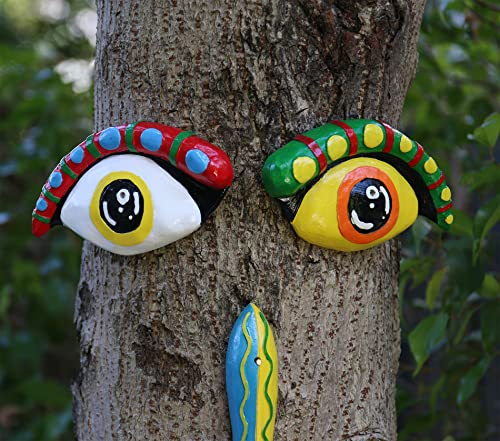 Coonoe Tree Faces Decor Outdoor, Cute Tree Decorations Outdoor Faces, Weather Resistance Colorful and Sturdy Fun Outdoor Tree Faces Decor, Creative Faces for Trees, Garden Tree Art Faces Decor
