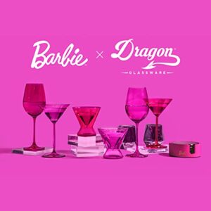 Barbie x Dragon Glassware Coasters, Pink Crystal Glass Coasters for Drinks, Barware for Coffee Table, Diamond Coaster Set with Holder, Set of 4