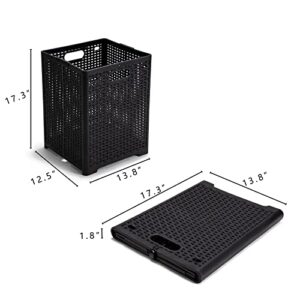 Eslite 42L Collapsible Plastic Laundry Baskets,Foldable Laundry Hamper,Pack of 2 (Black)