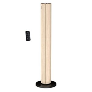 rowenta urban cool silent tower fan with 3 speeds, oscillation, remote control, timer, 3 speeds, black + wood effect