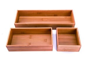 sansnow bamboo kitchen organizer boxes set 3 pcs