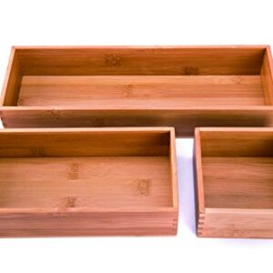 Sansnow Bamboo Kitchen Organizer Boxes Set 3 Pcs