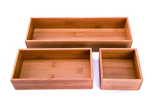 Sansnow Bamboo Kitchen Organizer Boxes Set 3 Pcs