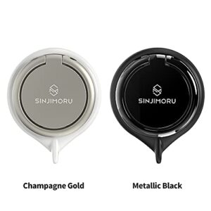 Sinjimoru Detachable Metal Phone Ring Holder Finger Kickstand, 360 Degree Rotation Available Phone Holder for Hand & Phone Grip Stand for iPhone & Galaxy. Sinji Mount Ringo Metallic Black