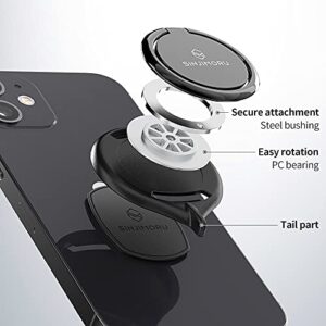 Sinjimoru Detachable Metal Phone Ring Holder Finger Kickstand, 360 Degree Rotation Available Phone Holder for Hand & Phone Grip Stand for iPhone & Galaxy. Sinji Mount Ringo Metallic Black