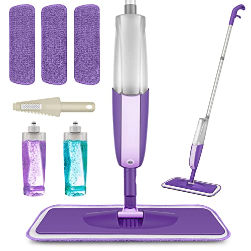 Spray Mop for Floor Cleaning - MEXERRIS Floor Mop with Spray 360°Rotatable with 2 Refillable Bottle 3 Mop Pads Wet Dry Microfiber Mop Floor Cleaning Mop for Hardwood Laminate Wood Tiles