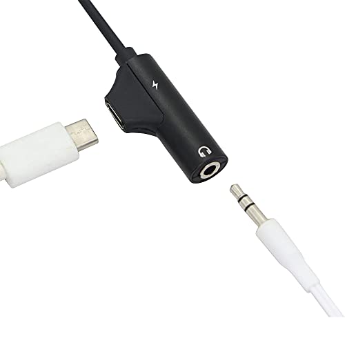 QIANRENON 2 in 1 USB C to 3.5mm Headphones and Charging Adapter Type C to Aux Audio Allocator Adapter Used for USB C Smartphone Without 3.5mm Audio Jack Not Campatible Samsung Series, 2PCS