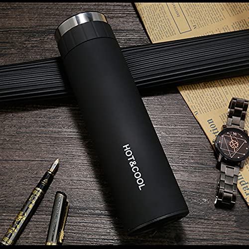 Holeke Flash Water Bottle Stainless Steel Tumblers Vacuum Bottle Thermos Hot Drink Travel Mug Tea Cup With Lid (Black),Holeke,23.5x6.5cm