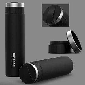 Holeke Flash Water Bottle Stainless Steel Tumblers Vacuum Bottle Thermos Hot Drink Travel Mug Tea Cup With Lid (Black),Holeke,23.5x6.5cm