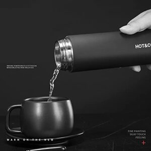 Holeke Flash Water Bottle Stainless Steel Tumblers Vacuum Bottle Thermos Hot Drink Travel Mug Tea Cup With Lid (Black),Holeke,23.5x6.5cm