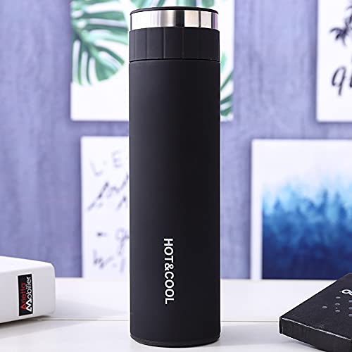 Holeke Flash Water Bottle Stainless Steel Tumblers Vacuum Bottle Thermos Hot Drink Travel Mug Tea Cup With Lid (Black),Holeke,23.5x6.5cm