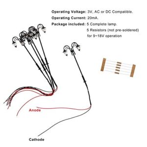 LYM61 5pcs Model Railway 1:87 Street Lgiht Lamps HO Scale 65mm or 2.56inch Two-Heads LEDs