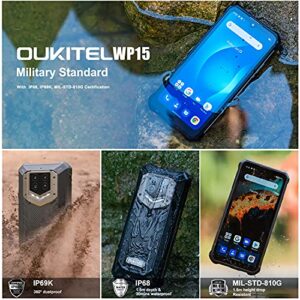 OUKITEL WP15 5G Rugged Smartphone Unlocked, 15600Mah Battery Android 11 Octa-core 8+128GB 6.52" HD Screen 48MP Triple Camera Waterproof Shockproof NFC Dual Sim Cell Phone Black (NOT Support AT&T)