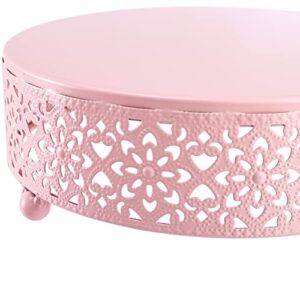 Hedume 3-Piece Metal Cake Stand Set, Pink Round Cake Stand, Dessert Cupcake Pastry Candy Display Plate for Wedding, Birthday Party, Event