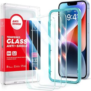 SmartDevil 3 Pack Screen Protector for iPhone 14/iPhone 13 / iPhone 13 Pro(6.1 Inch), [Easy Installation Frame][Double Military Grade Shatterproof] HD Bubble Free 9H Tempered Glass-Case Friendly