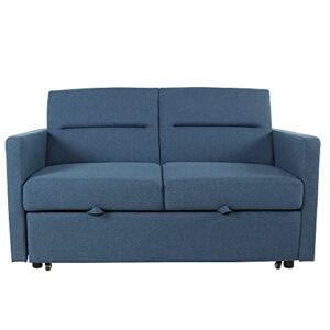 gurlleu sectional sofa with pull-out couch sleeper sofabed, 3 seat, blue