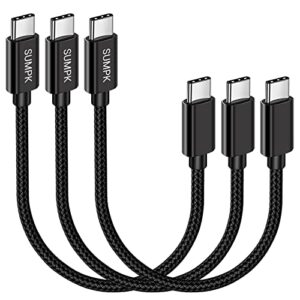 sumpk usb c to usb c fast charging cable 60w,[3-pack 8 inch] usb 2.0 type c charger cord compatible with samsung galaxy s21/s21+/s20+ ultra note 20, pixel 4/3 xl, macbook air ipad pro
