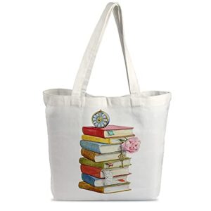 hangmai tote bag for women classics book travel handbag for students book lover girls shopping librarian gifts