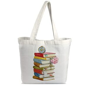 HANGMAI Tote Bag for Women Classics Book Travel Handbag For Students Book Lover Girls Shopping Librarian Gifts