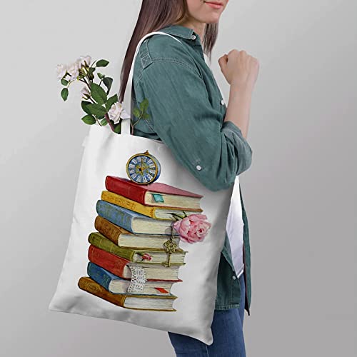 HANGMAI Tote Bag for Women Classics Book Travel Handbag For Students Book Lover Girls Shopping Librarian Gifts