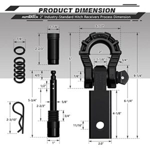 AUTMATCH Shackle Hitch Receiver 2 Inch with 3/4" Mega D Ring Shackle and 5/8" Trailer Hitch Lock Pin, 68,000 Lbs Break Strength Heavy Duty Receiver Kit for Vehicle Recovery, Gloss Black