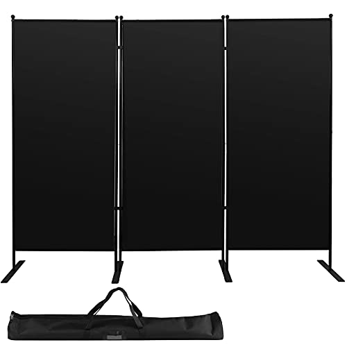 SmarketBuy Room Divider 3 Panels Folding Partition Privacy Screen for Home Decor Office Yard Bedroom, Black (71.7" x 88.2")