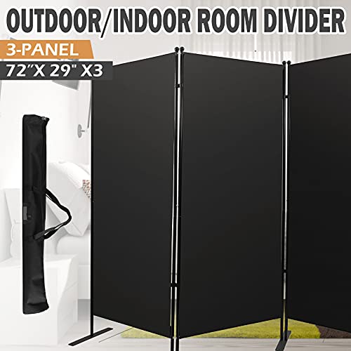 SmarketBuy Room Divider 3 Panels Folding Partition Privacy Screen for Home Decor Office Yard Bedroom, Black (71.7" x 88.2")